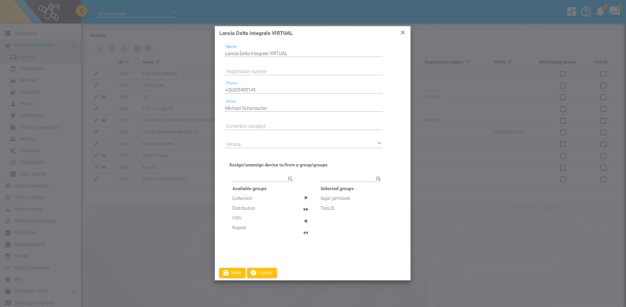 Eszköz adatmódosítás