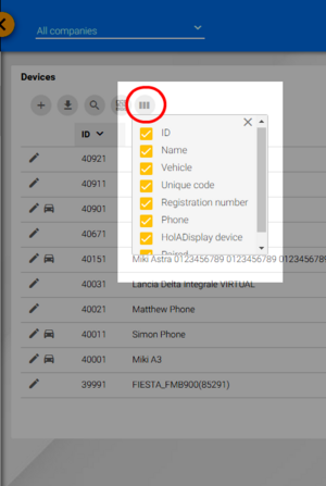 Column configuration