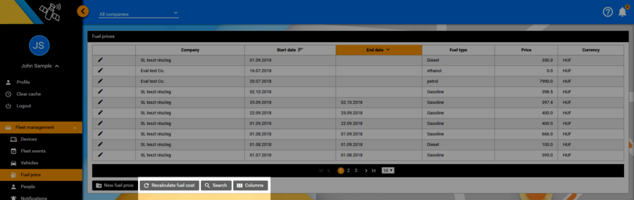 Recalculate fuel cost
