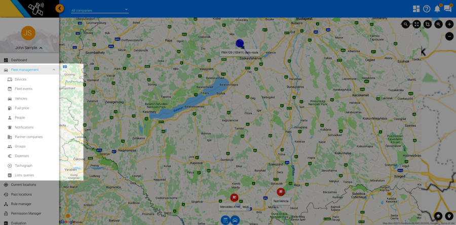 Fleet management menu
