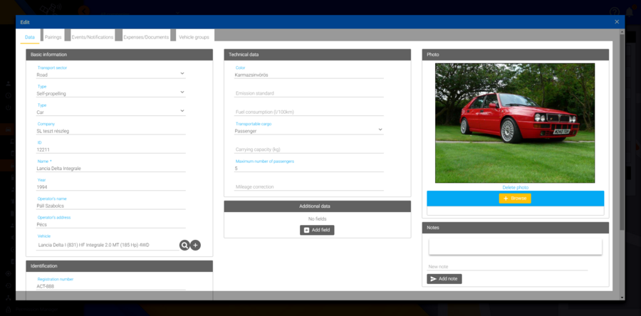 Vehicles' data modification